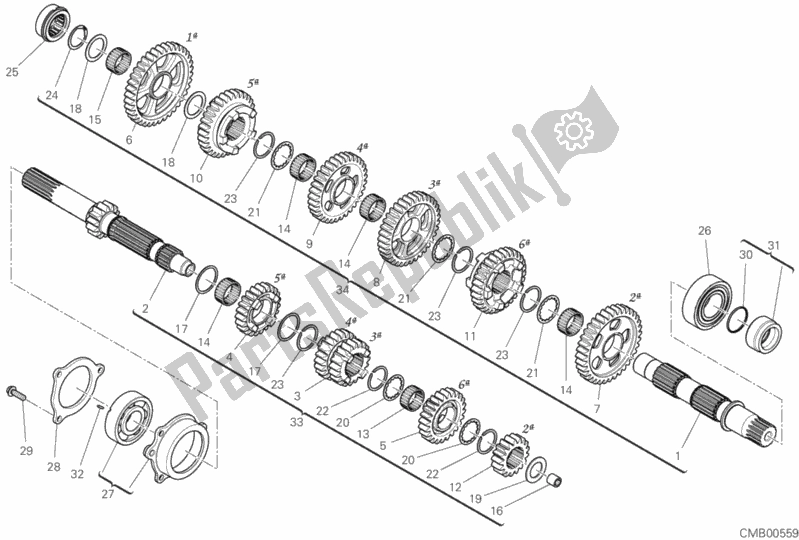 All parts for the Gear Box of the Ducati Streetfighter V4 S Thailand 1103 2020